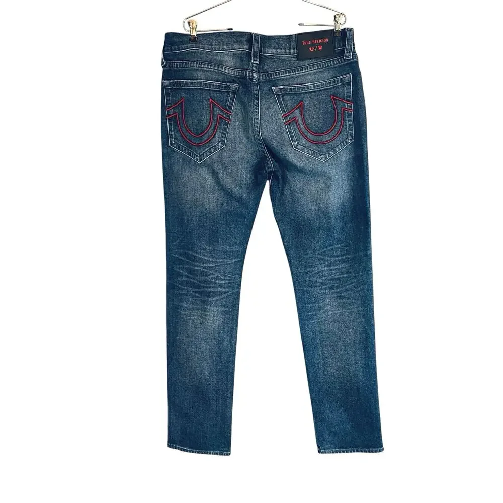 True Religion Manchester United Geno Slim Men's Jean Blue Size 34